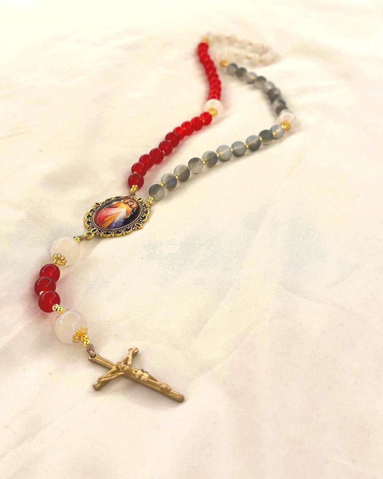 The "Trust" Red and Blue Handmade Rosary