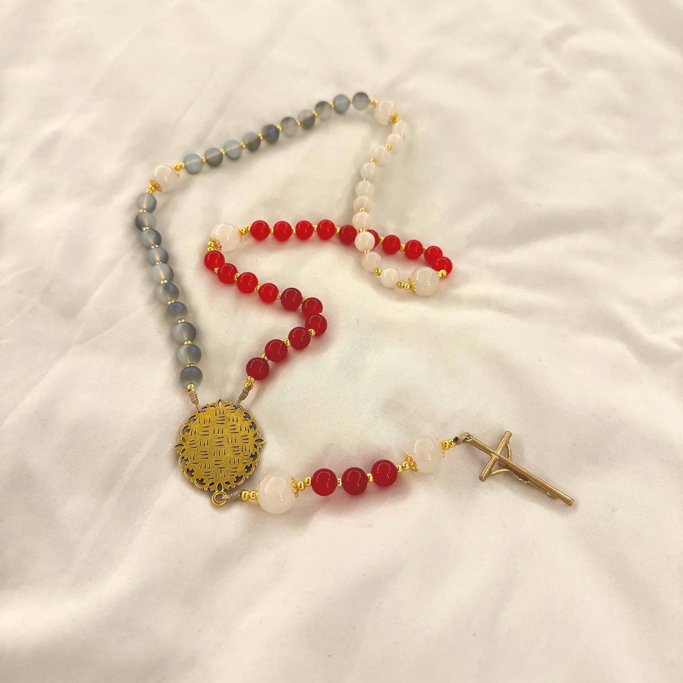 The "Trust" Red and Blue Handmade Rosary